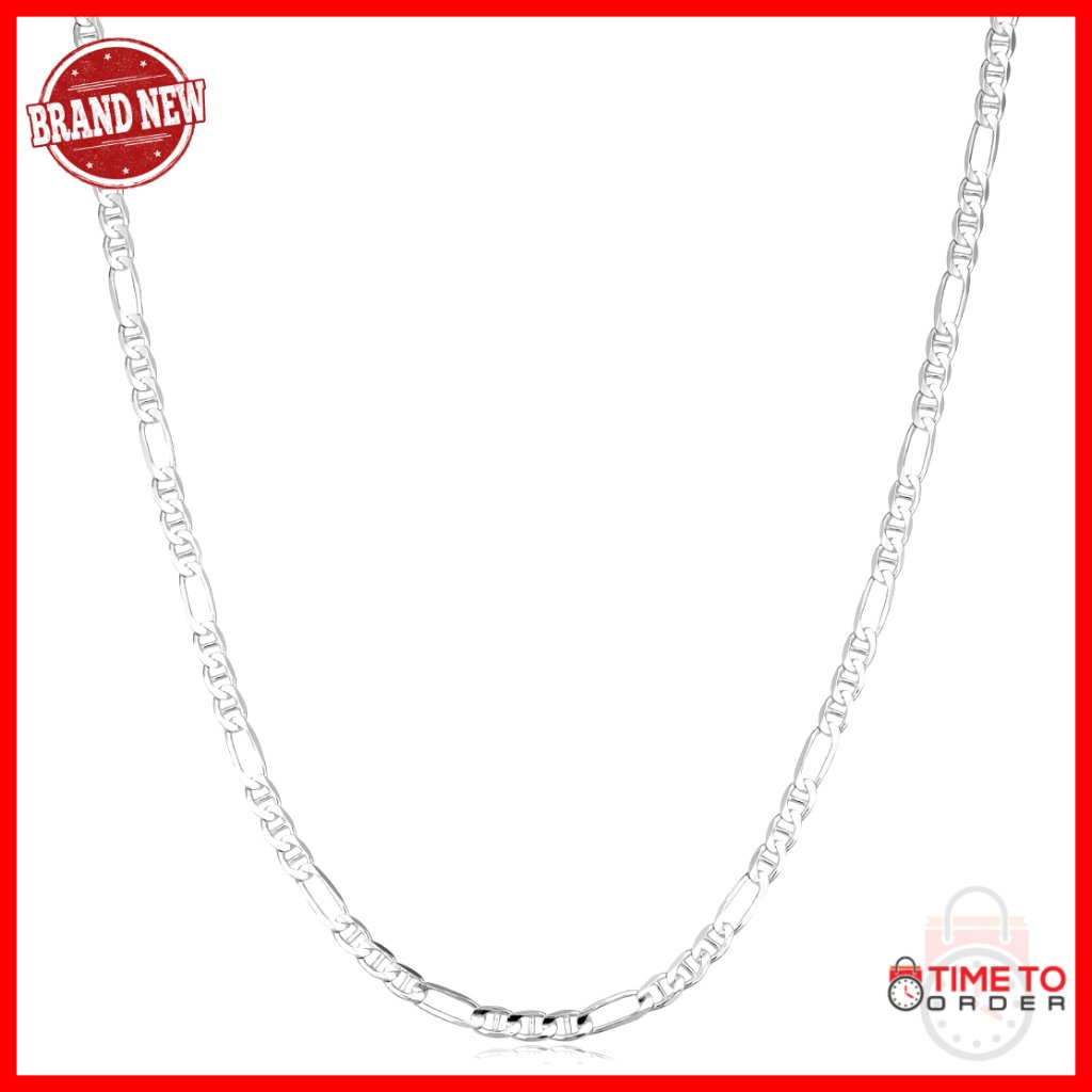 Sterling Silver Figaro Mariner Chain Necklace 4mm 18-30 Inch